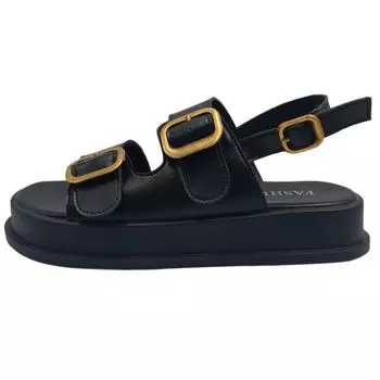 Fashion Retro One-line Sandals Women s 2024 Summer New Design Sense Thick Soled Black Shoes for Men Fashion Casual Sandalias De Mujer 35 бежевый