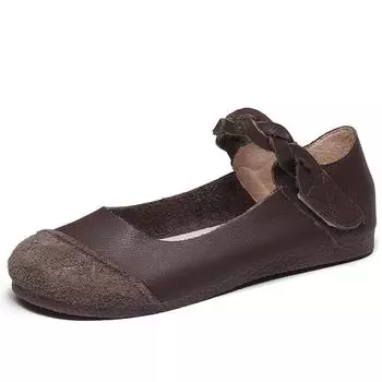 Модные ретро-ботинки для ходьбы из коровьей кожи коричневого цвета с пряжкой, женские туфли для пожилых людей 35