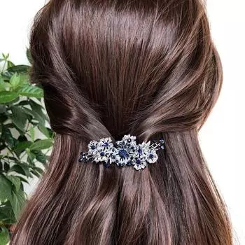 Fashion Retro Rose Diamond Crown Spring Clip Hairpin Hairpin Adult One-word Clip Versatile Hair Accessories