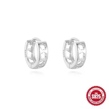 Fashion Retro S925 Sterling Silver Daily Match Plain Circle Petals Hollow Love Moon Star Earrings Earrings Earrings 925 Silver