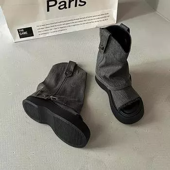 Fashion retro thick-soled two wear cool boots for women to wear in summer, new models for outer wear, versatile temperament sandals 35