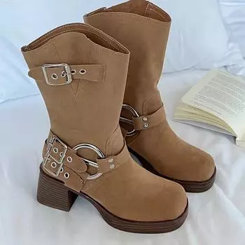 мода ретро женщина вестерн ковбойские сапоги мода слипоны высокие сапоги осень зима высокий каблук женская обувь 2024 35