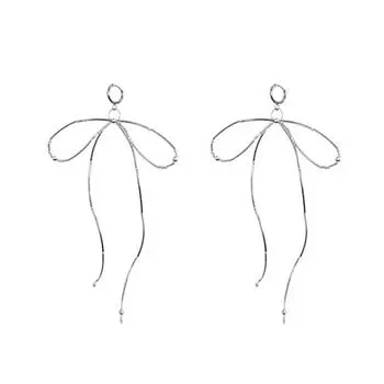 Fashion Ribbons Bowknot Charm Earrings Sweet Cool Dangle Earrings Simple Pendant Earring Party Jewelry Charm Earring