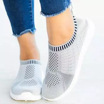 Мода Rimocy Дышащая сетчатая женская обувь для бега 2024 года осень Удобная женская обувь для бега с мягкой подошвой Трикотажные носки Большие размеры 35-43 35 темно-синий