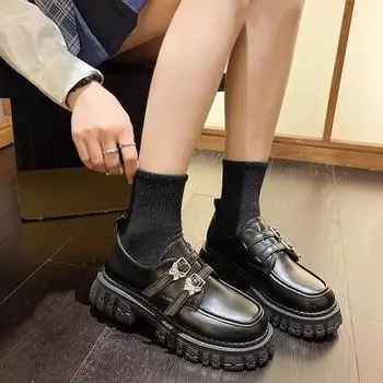 fashion Rimocy Double Butterfly Buckle Chunky Platform Shoes for Women 2024 Patent Leather Gothic Loafers Woman Fashion Mary Jane Shoes 35