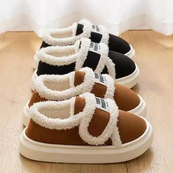 Модные женские теплые ботинки Rimocy из овечьей шерсти и хлопка, толстые плюшевые удобные зимние ботинки для женщин 2024 года, зимние ботинки из искусственной замши с липучками 36-37 чёрный