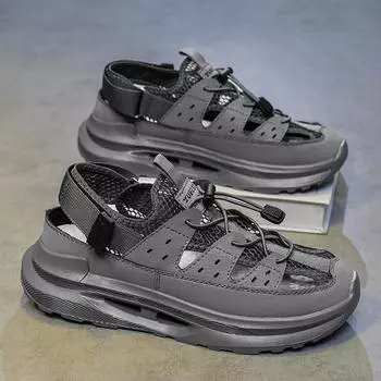 Fashion Roman Sandals Men Good Quality Beach Shoes Men Summer New Men s Sandals Breathable British Style Platform Sandals Male 39 серый