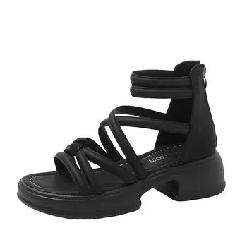 Fashion Roman Women Sandals Hot Sale Adult Shoes for Women Slip-On Solid Cross-tied Women s Sandals Sandalias De Mujer 35 белый