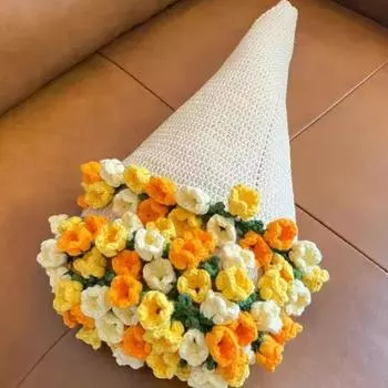 Fashion Rose Daisy Bouquet Blanket Unfinished Artificial Knitted Blanket Holiday Gifts Style 5