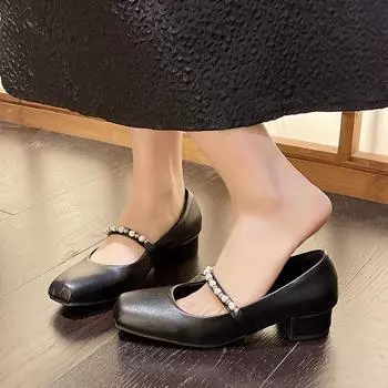 Fashion Rough Follow-up Women s Shoes 2024 New Shallow Bow Fashion Versatile Temperament Professional Women s Work Shoes 35 чёрный