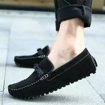 Fashion Round headed men s casual business Slip on loafer Comfortable anti slip flat bottom Leisure business party Driving men s shoes 38 красный