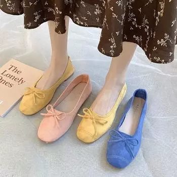 Модные повседневные туфли с круглым носком, женские весенние балетки на плоской подошве с узлом, без застежек, лоферы, кроссовки884 36