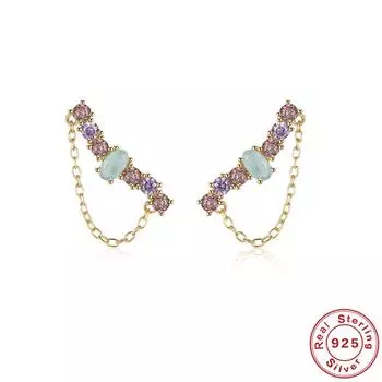 Fashion S925 Silver Earline Line Stud Earrings Temperament Advanced Sense Design Sense Stud Earrings Niche 925 silver золотой