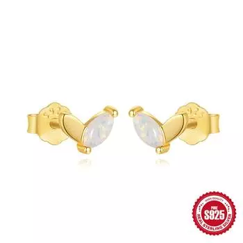 Fashion S925 Sterling Silver Daily Wear Opal Diamond Olive Leaf Butterfly Octagon Star Stud Earrings 925 Silver