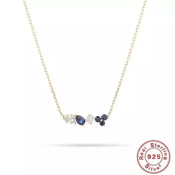 Fashion S925 Sterling Silver Fashion Mix And Match Perfect Arrangement Claw Inlaid Zircon Necklace Collarbone Chain 925 silver золотой