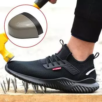 Fashion Safety Shoes Men Anti-Smashing Steel Toe Cap Puncture Proof Indestructible Light Breathable Sneaker Work Shoes Quality 36