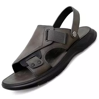 Fashion Sandals For Men 2024 New Fashion Summer Anti Slip Soft Sole Retro Dual Purpose Sandals And Slippers Outdoor Beach Shoes For Men 38 хаки