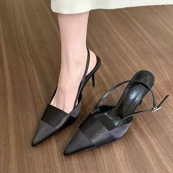 Fashion Sandals Women High Heels Shoes Fashion Summer Slippers 2024 New Pointed Toe Sexy Dress Wedding Pumps Slingback Mujer Zapatillas 35 розовый