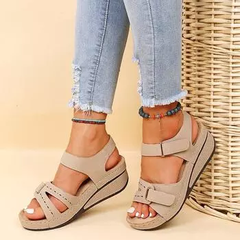 Fashion Sandals Women Shoes 2024 Summer Open Toe Shoes Woman Comfortable Sandals Ladies Lightweight Wedge Sandals Sexy Zapatos De Mujer 35 красный
