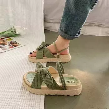 Fashion Sandias De Tacon Internet Hot Women Shoes Summer Fairy Style 2024 New Improve Fashion Platform Roman Lady Sands Flat Shoes 35