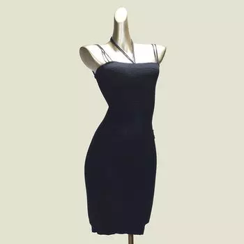 Fashion Sexy Beach Backless Slip Dress Women s Summer Inner Wear Skinny Slimming Midi Dress Hip Knitwear Dress Black One size