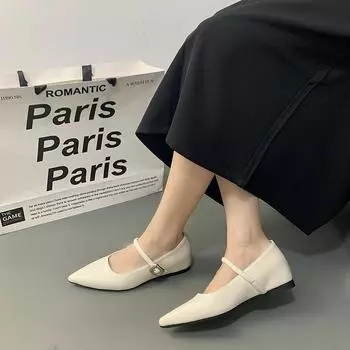 Fashion Shallow Mouth Pointed Toe Shoes Women s Flat Shoes Casual Women s Sports Shoes Summer New 2024 Comfortable 35 бежевый