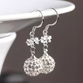 Модные серьги Шамбала, женские посеребренные серьги средней длины с кисточками, преувеличенные, полностью украшенные драгоценными камнями, серьги в форме шара, супер-феи