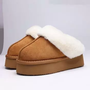 fashion Shevalues Fluffy Plush Women Slippers Thick Bottom Non-Slips Warm Slides Comfort Soft House Shoes Winter Fuzzy Female Slippers 36-37 хаки