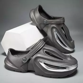 fashion Shevalues Summer Hollow Out Sandals Men Non-slip Thick Platform Slippers Outdoor Couples House Bathroom Slides Soft Beach Shoes 40-41 белый