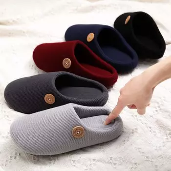 fashion Shevalues Women Soft Mules Slippers Winter Indoor Warm Non-slip Cotton Shoes Comfort Mute Flat Slides Large Size Bedroom Shoes 36-37(8.8-9 inch) темно серый