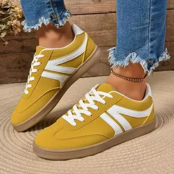 fashion Shoes Female 2024 Hot Sale Lace Up Women s Vulcanize Shoes Spring Autumn Round Toe Mixed Colors Flat Casual Comfortable Sneakers 35