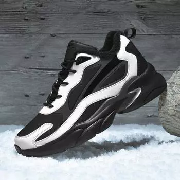 Fashion Shoes For Men Designer Leather Casual cotton warm Sneakers Lace Up Male Outdoor Sports male Shoes Tennis big size 48 39 чёрный