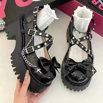 Модная обувь для женщин 2024 года, женские туфли-лодочки на высоком каблуке с обхватом щиколотки, на платформе, с застежкой-бабочкой, цепочкой, квадратным каблуком, пряжкой, ремешком, женская обувь 35 покинуть белый