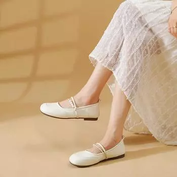 Fashion Shoes for Women 2024 Brand Slip-on Women s Flats Fashion String Bead Dress Flats Women Hot Sale Square Toe Flat Low Heelszapatos 35 серебряный