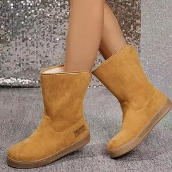 Fashion Shoes for Women 2024 Comfortable and Warm Winter Women s Furry Boots Simple and Versatile Casual Mid Calf Boots Botas De Mujer 36 коричневый