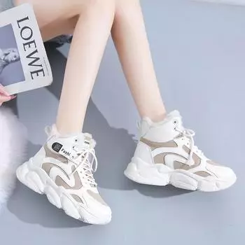 fashion Shoes for Women 2024 Fashion Ankle Women s Boots Hot Sale Color Matching Casual Boots Women Winter Short Plush Shoes for Women 35 чёрный