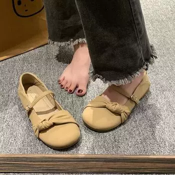 Fashion Shoes for Women 2024 Fashion Autumn Mary Jane Sweet Women Flats Solid Color Round Toe Shallow Mouth One Word Buckle Shoes Women 35 чёрный