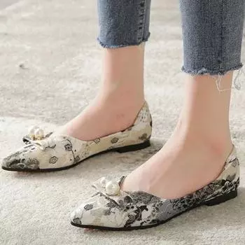 Fashion Shoes for Women 2024 Fashion Slip-on Women s Flats New Printing Office and Career Sexy String Bead Women s Flat Shoes Zapatos 35 синий
