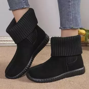 Fashion Shoes for Women 2024 New Women s Knitted Stretch Boots Simple Versatile Black Short Boots Anti-slip Wear-resistant Casual Shoes 36 коричневый