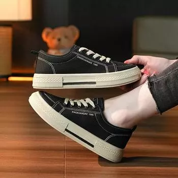 Fashion Shoes For Women Low-Top Vulcanized Canvas Platform Sneakers Black Flats Tennis Female Classic Student Small Couples Skateboard 35 хаки