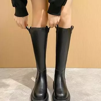 Fashion shoes knee thin thick legs high boots new large tube circumference fat large size knight boots autumn and winter but long boots women 34