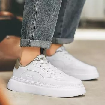 Fashion Shoes Men Fashion lace up Casual Cow Leather Men s Dress Shoes British Breathable Groom Platform Wedding Shoes Male 39 белый