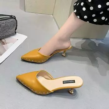 Fashion Shoes Summer 2024 Women s Slippers and Ladies Sandals Mules Slides with Heel Pointed Toe Top Designs New Fashion on Offer Pvc Y 34