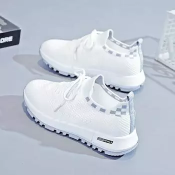 Fashion Shoes Women Casual Single Breathable Non-slip Platform Running Shoes 2024 Fashion Autumn White Lace UP Sneakers Shoes for Women 36