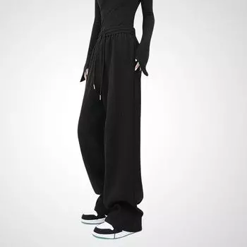Fashion Show Thin Black Special Split Casual Pants Black# K070 L