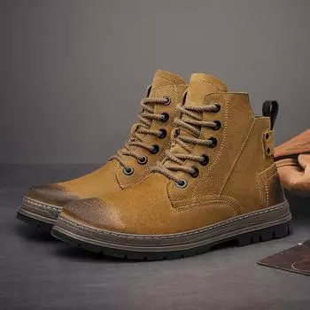 Fashion Side Zipper Men s Ankle Boots Classic Men Leather High Top Casual Shoes 2024 New Arrival Men s Outdoor Motorcycle Boots 38