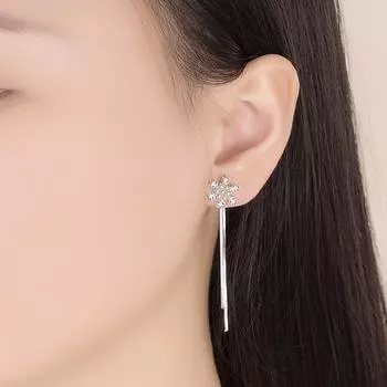 Модные посеребренные серьги-снежинки женские, с креплением на спине, преувеличенные, темпераментные, средней длины, серьги-кольца