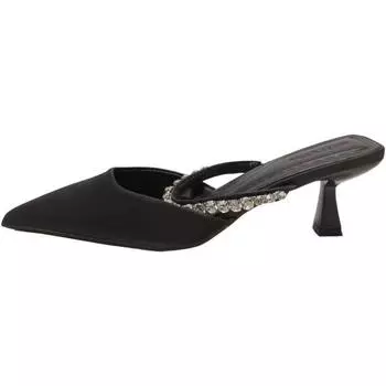 Fashion silver pointed women s shoes outside, spring new one-word fashion single shoes, women s fine diamond high heel drag 35