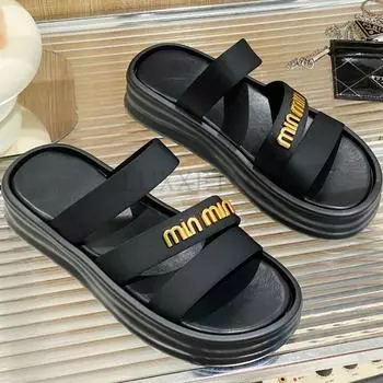 Модные простые и толстые туфли с открытым носком для женщин, новые модные универсальные нескользящие туфли с круглым носком 35