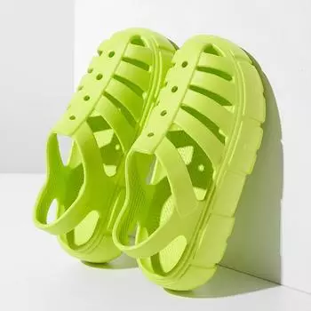 Fashion Simple Thick Sole Beach sandal Shoes 2024 New Fashion Soft Sole Anti slip Lightweight ventilate Summer Sandals shoes for women 35-36 бежевый